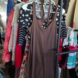 Brown Mini Halter Dress